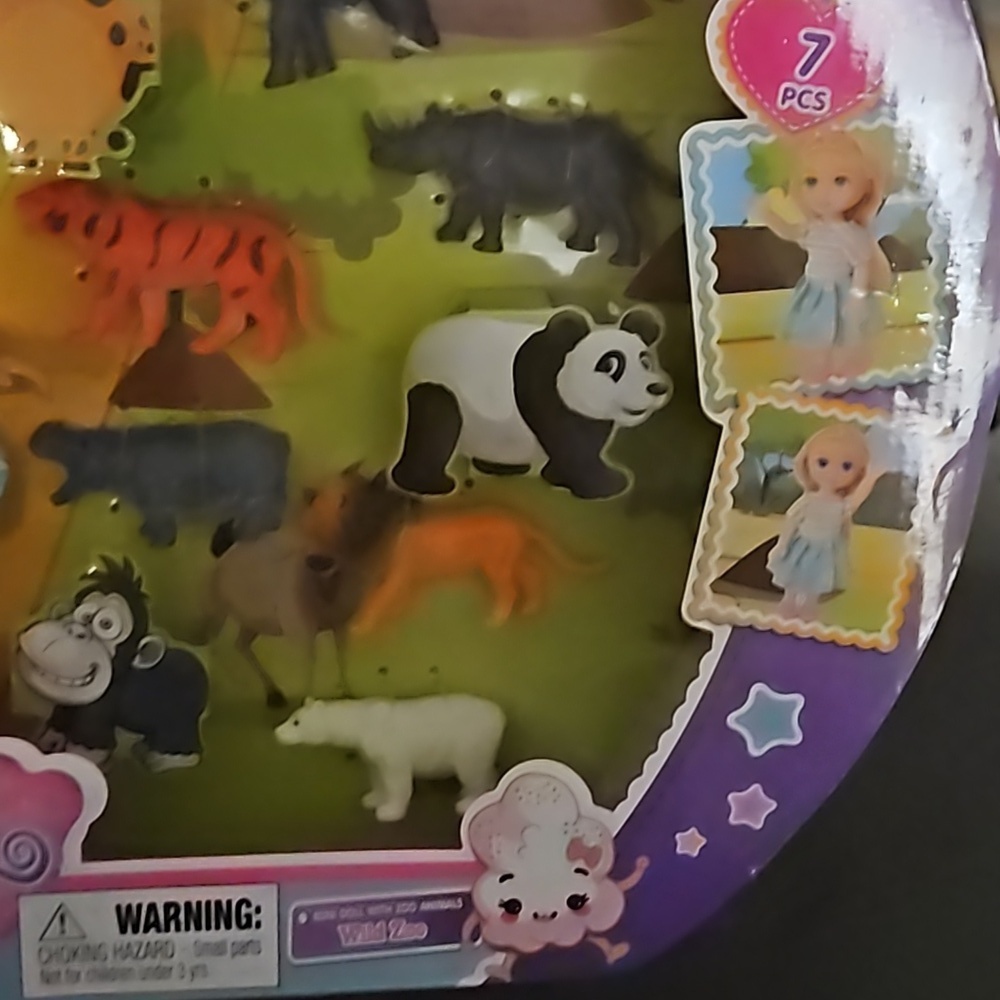 Imagine Angel 7 Piece Mini Doll Zoo Animals Tiger Hippo Lion Bear Elephant Rhino - Picture 4 of 12